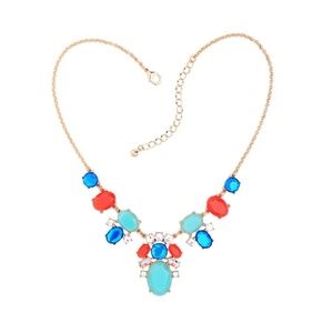NWT - Goldtone Vintage Crystal Coral And Turquoise Necklace